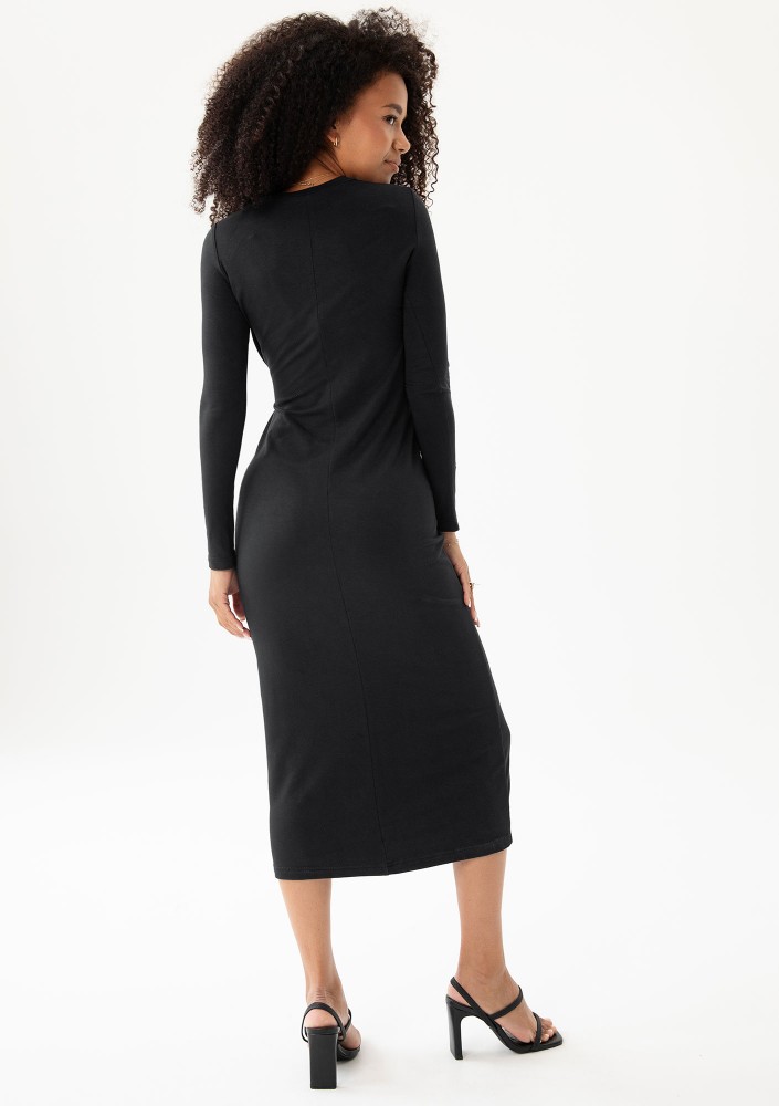 Solene - Black fitted midi dress