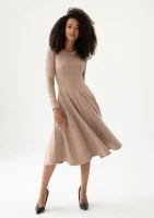 Grace - Latte beige rayon midi dress