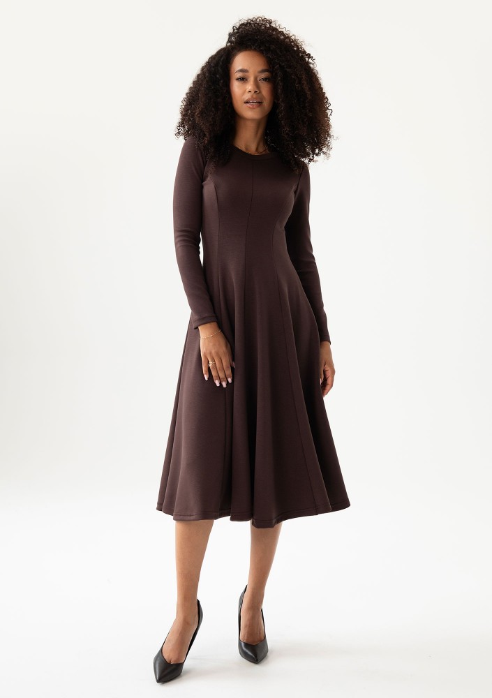 Grace - Brown rayon midi dress
