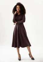 Grace - Brown rayon midi dress