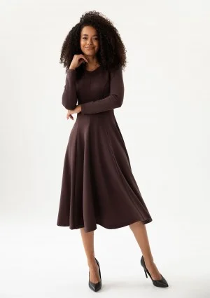 Grace - Brown rayon midi dress