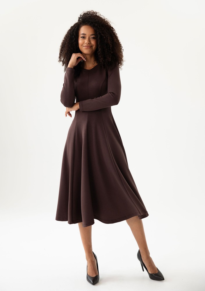 Grace - Brown rayon midi dress