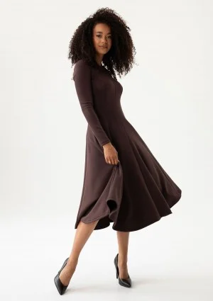 Grace - Brown rayon midi dress