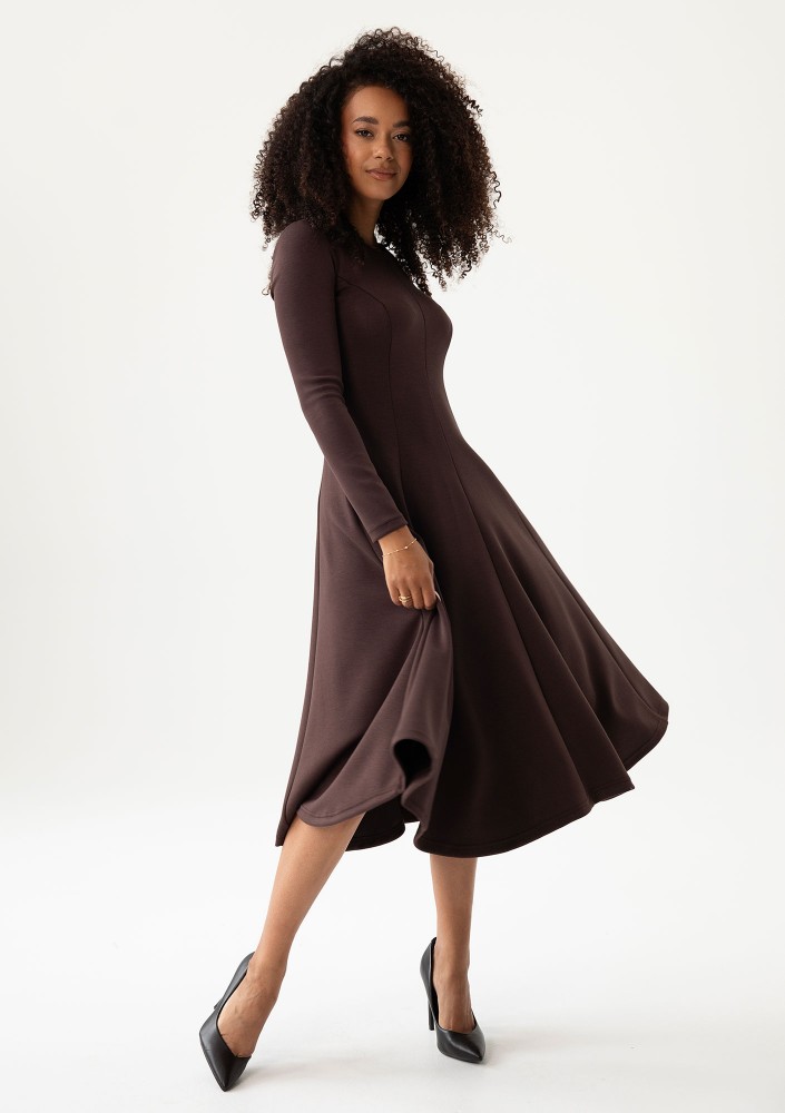 Grace - Brown rayon midi dress