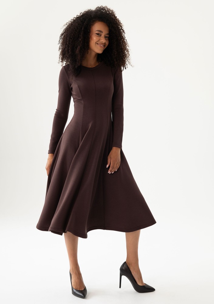 Grace - Brown rayon midi dress