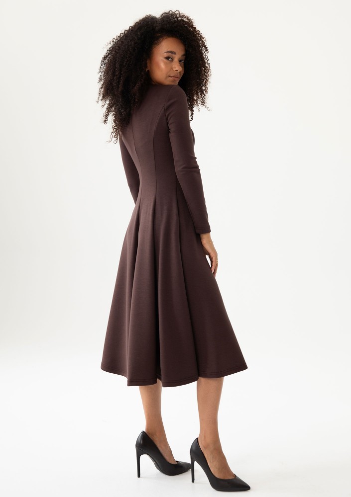 Grace - Brown rayon midi dress