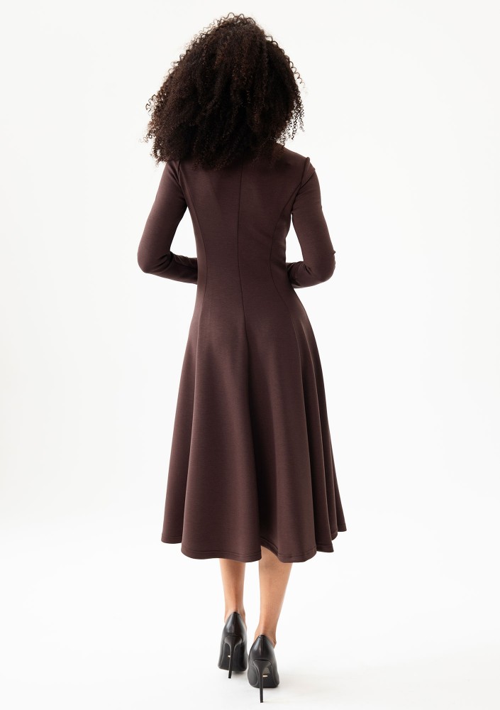 Grace - Brown rayon midi dress