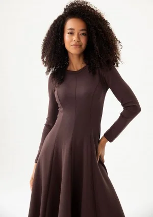 Grace - Brown rayon midi dress