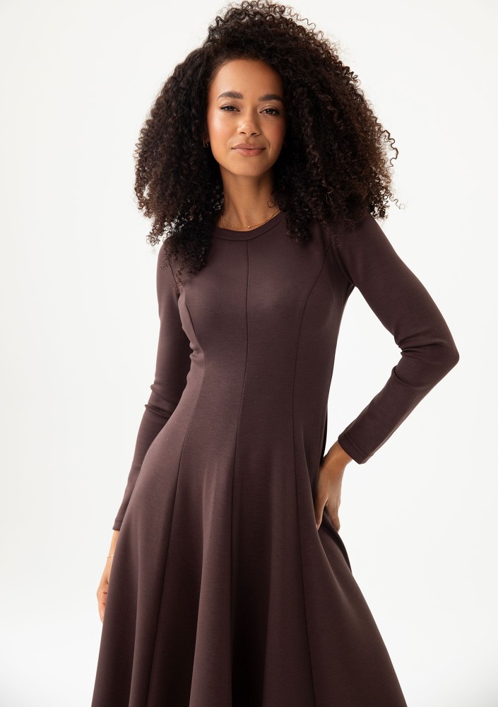 Grace - Brown rayon midi dress