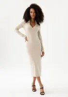 Mirelle - Beige fitted midi dress