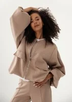 Bumo - Latte beige rayon bomber sweatshirt