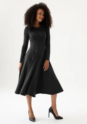 Grace - Black rayon midi dress