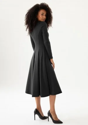 Grace - Black rayon midi dress