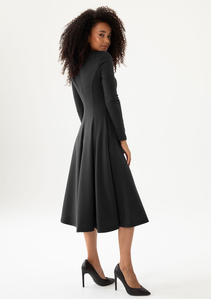 Grace - Black rayon midi dress