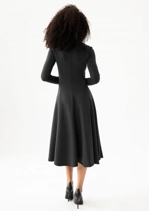 Grace - Black rayon midi dress