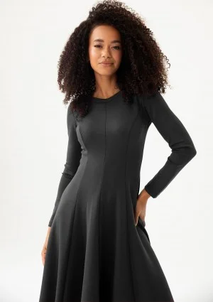 Grace - Black rayon midi dress