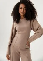 Soya - Bluza z modelującymi przeszyciami z dzianiny soft Latte