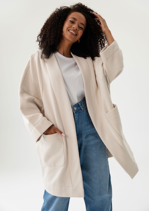 Muva - Oversizowa narzutka kimono grubej z dzianiny Coconut