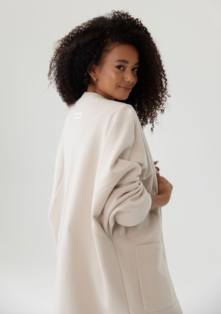 Muva - Oversizowa narzutka kimono grubej z dzianiny Coconut