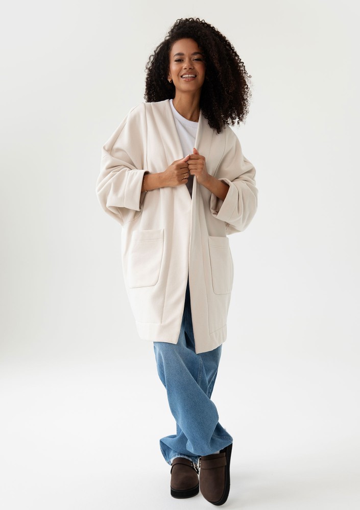 Muva - Oversizowa narzutka kimono grubej z dzianiny Coconut
