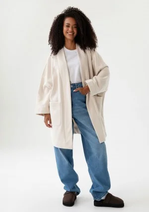 Muva - Oversizowa narzutka kimono grubej z dzianiny Coconut