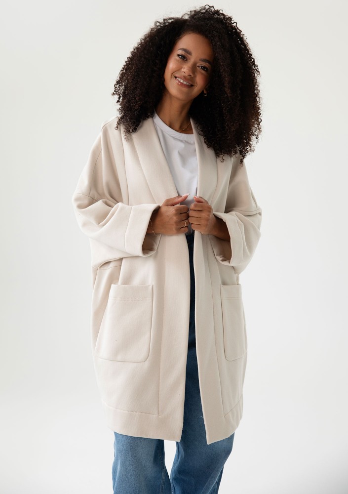Muva - Oversizowa narzutka kimono grubej z dzianiny Coconut