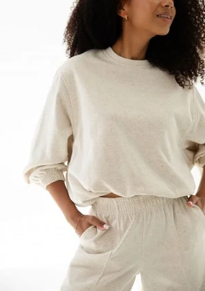 Puff - Bluza z dzianiny typu bombka Beige Melange