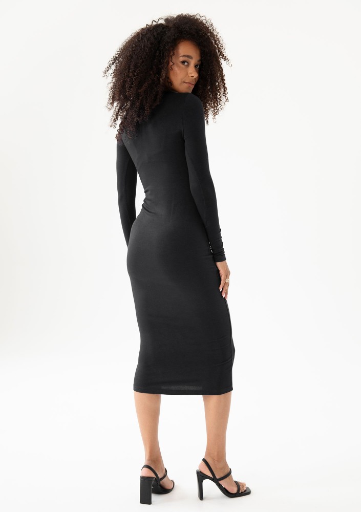 Keyline - Black fitted midi dress with a cutout