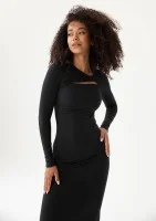 Keyline - Black fitted midi dress with a cutout