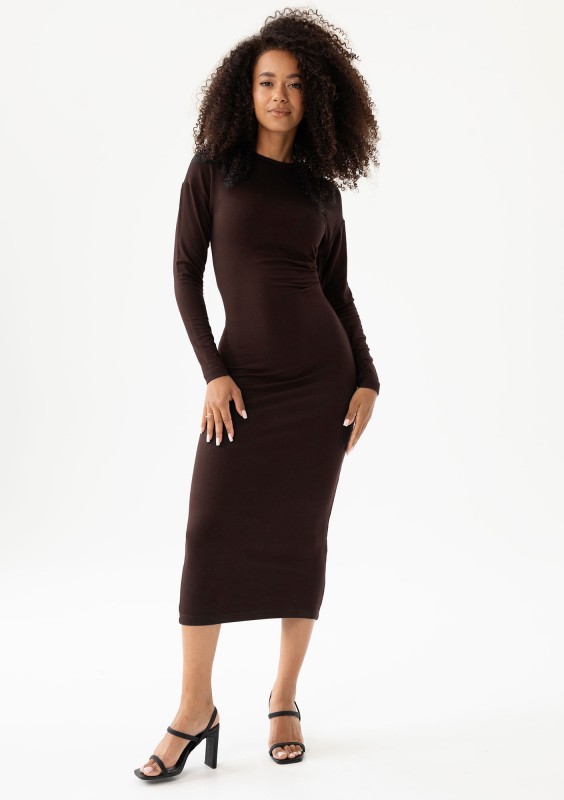 Viree - Brown draped midi dress