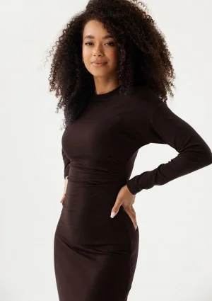 Viree - Brown draped midi dress