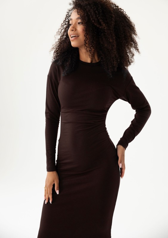 Viree - Brown draped midi dress
