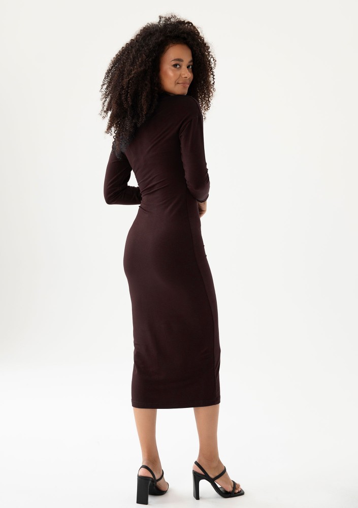 Viree - Brown draped midi dress