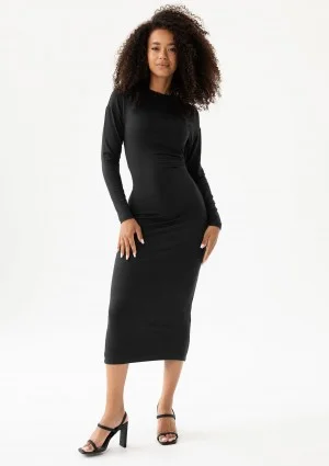 Viree - Black draped midi dress