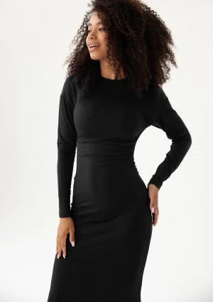 Viree - Black draped midi dress