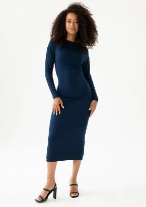 Viree - Navy blue draped midi dress