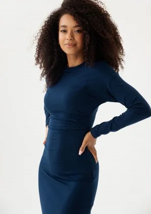 Viree - Navy blue draped midi dress