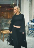 Lumiere - Black rayon maxi kimono