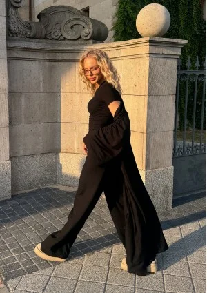 Lumiere - Black rayon maxi kimono