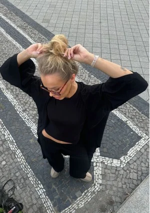 Lumiere - Black rayon maxi kimono