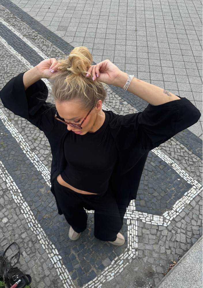 Lumiere - Kimono maxi z wiskozy Czarne