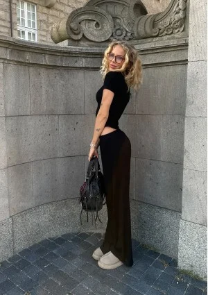 Lumiere - Black rayon wide pants