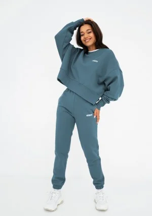 Shore - Retro blue simple sweatshirt