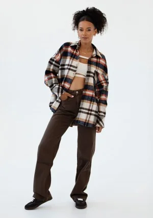 Shay - Winceyette oversize shirt Rust Navy