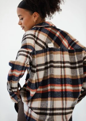 Shay - Winceyette oversize shirt Rust Navy