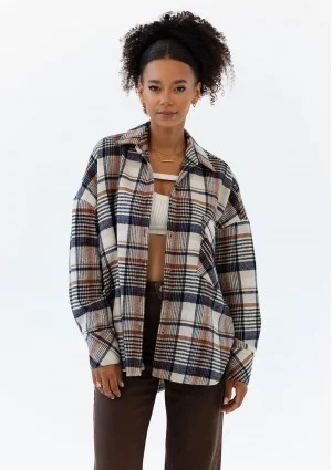 Shay - Winceyette oversize shirt Mocha Ink