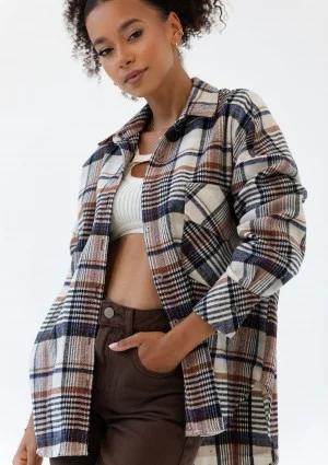 Shay - Winceyette oversize shirt Mocha Ink