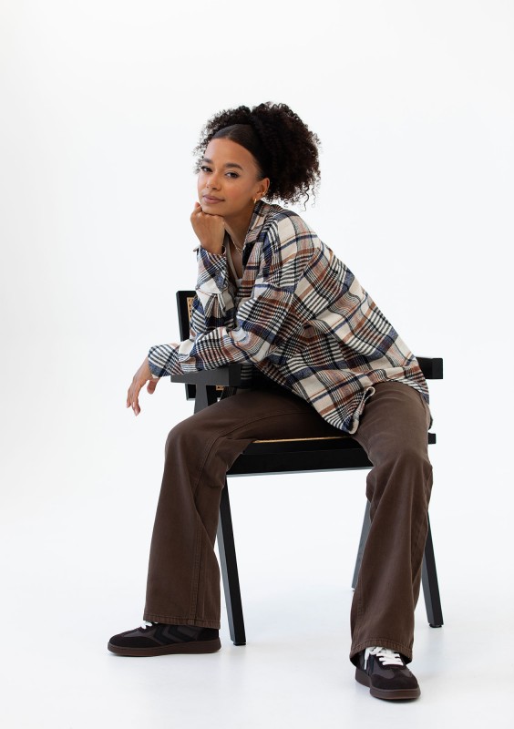 Shay - Winceyette oversize shirt Mocha Ink