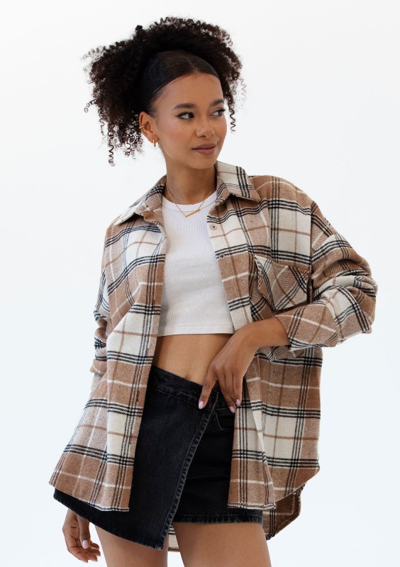 Shay - Winceyette oversize shirt Beige