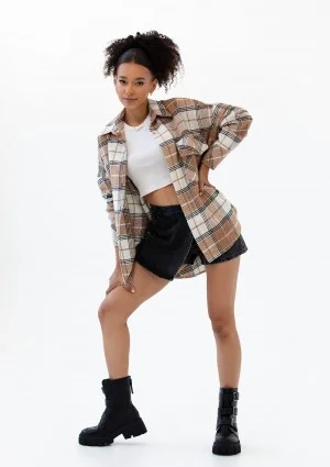 Shay - Winceyette oversize shirt Beige